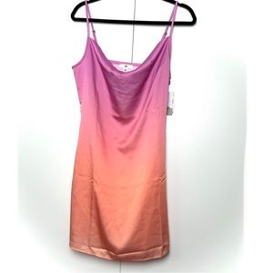 BP Cowl Neck Satin Minidress Pink Mystic Ombré NWT